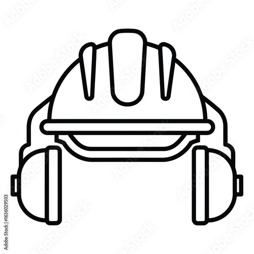 Safety helmet with earmuffs isolated on white background, a crucial protective gear for construction workers and engineers ensuring workplace safety and health