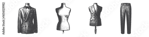 Vintage Hand-Drawn Mannequin Illustration, Tailor Dummy Engraved Vector for Fashion and T-Shirt Design