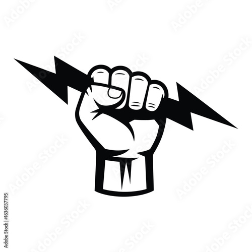 Fist holding a lightning bolt symbol