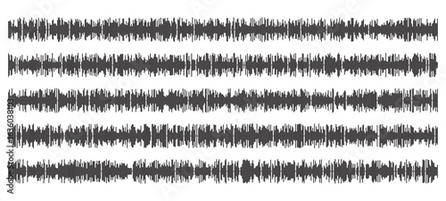 Audio wave tune print, voice message, podcast audio recording. Vector audio player soundwave visualization or voice message sound wave. Podcast audio streaming. Music, sound concept.