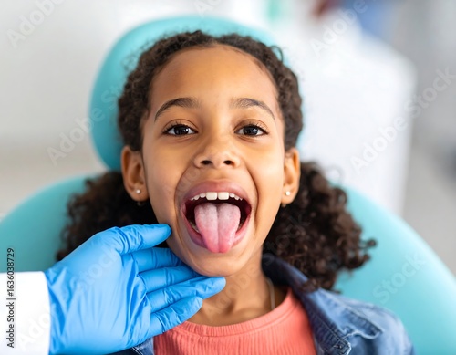 Child's open mouth during medical examination