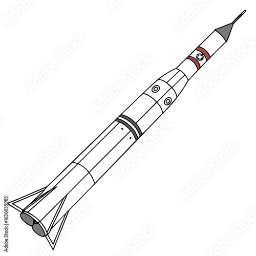 Illustration of a multi stage rocket isolated on white background, a symbol of space exploration and technological advancement