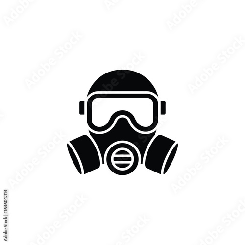 Black silhouette of a gas mask with two filters