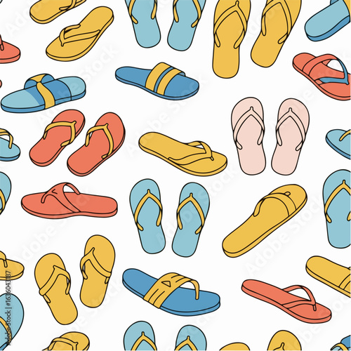 Colorful Pattern of Various Flip-Flops and Sandals