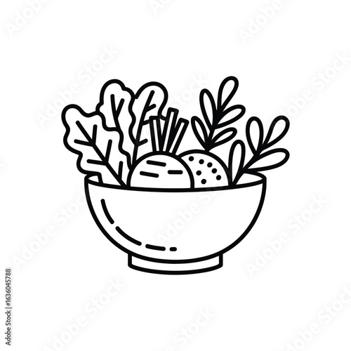 Bowl of fresh salad and root vegetables