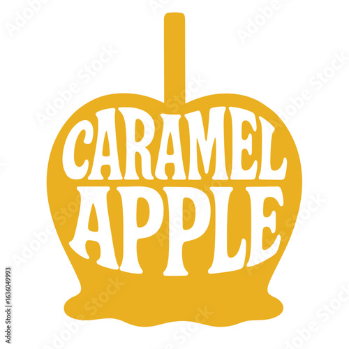 Caramel apple logo design in yellow with stylized text  