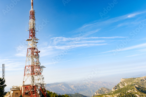 Telecommunications tower at the top of the mountain.