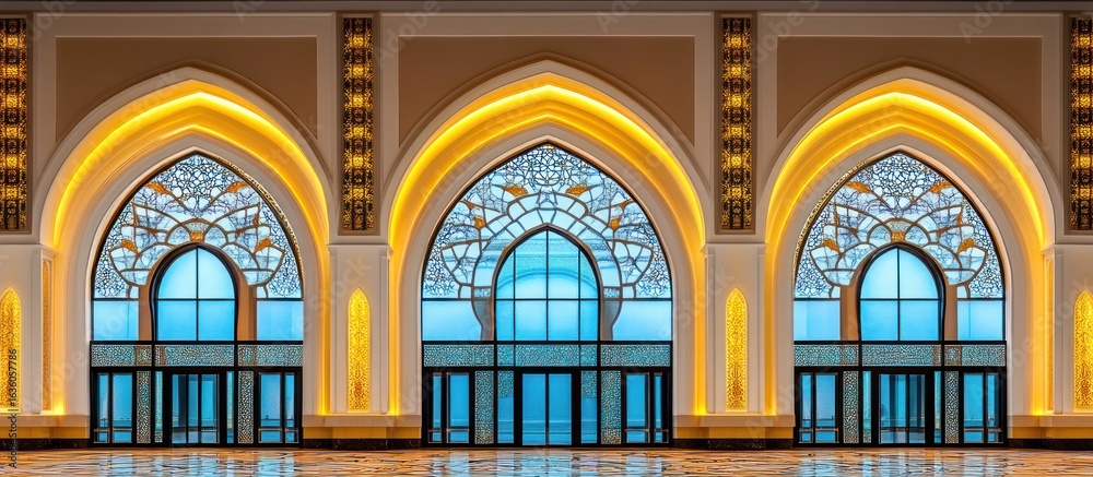 Obraz premium Ornate arched windows in a grand hall