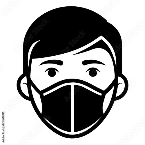Protective Face Mask Icon – Clean Silhouette Isolated on Transparent Background for Health and Safety Concepts