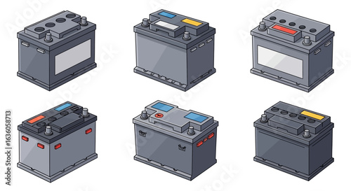 Car Battery Types Illustration for Mechanics
