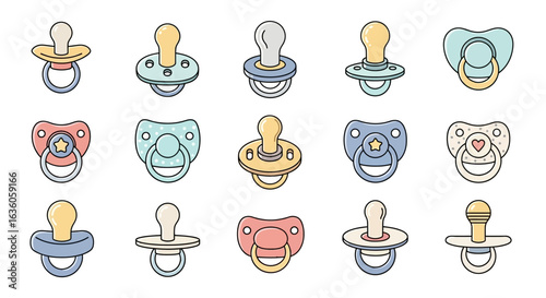 Set of Baby Pacifier and Dummy Icons