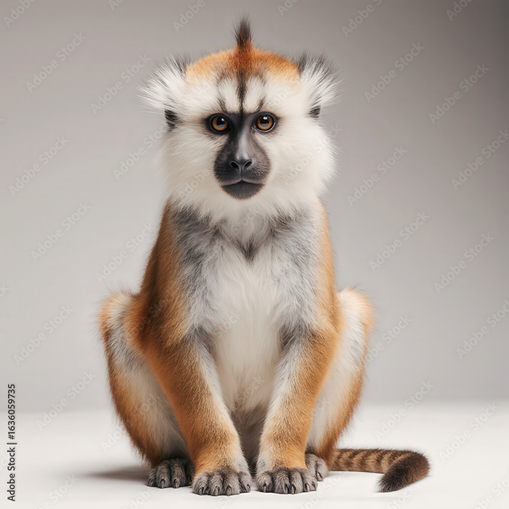 Obraz premium Monkey's Gaze: A captivating portrait of a monkey. The monkey's expressive eyes gaze directly at the viewer.
