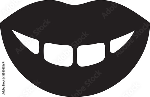Silhouette vector of a bold smile with teeth line, ideal for confident, happy, and expressive design themes.