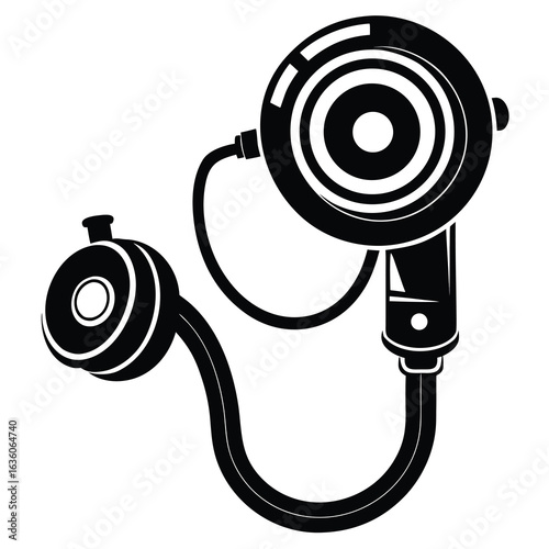Vintage Medical Tool Illustration An Antique Sphygmomanometer Device with Bulb and Cuff For Blood Pressure Assessment