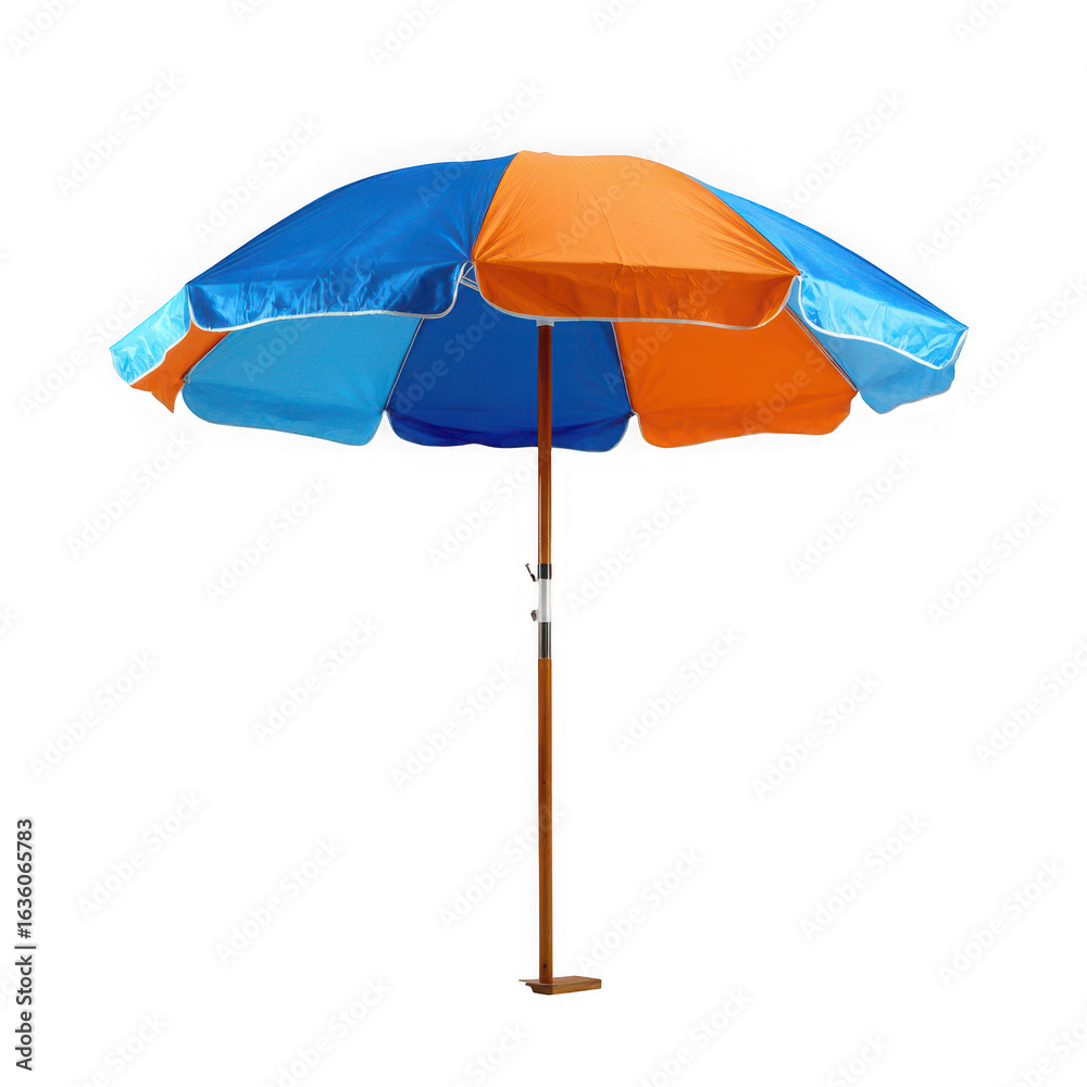 Obraz premium Blue And Orange Beach Umbrella on white background