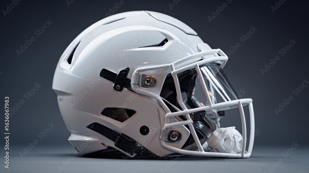 Fototapeta premium Professional White Football Helmet Side View Image for Sports Advertisements and Designs