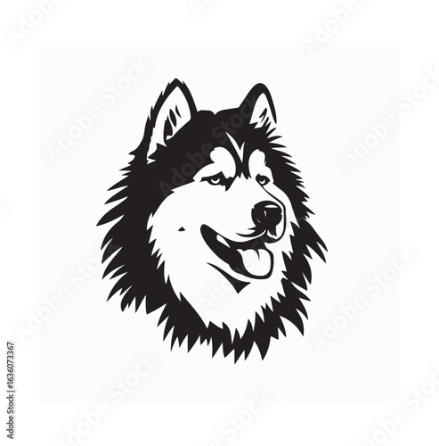 Alaskan Malamute Pet Dog Minimalist Line Vector Graphic