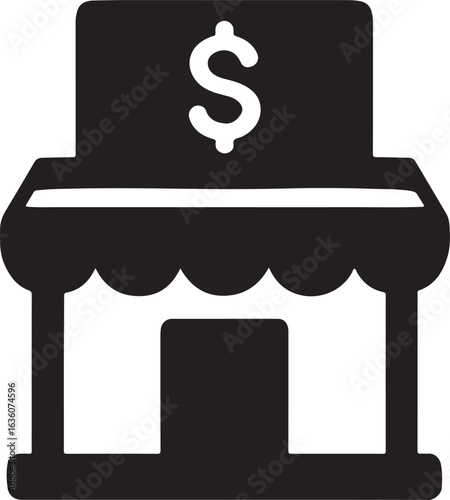 Bank or Storefront with Dollar Sign Icon
