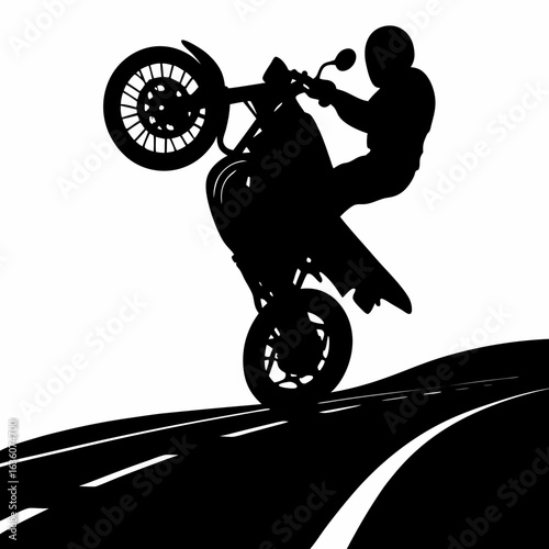 Motorcycle Wheelie Stunt Silhouette
