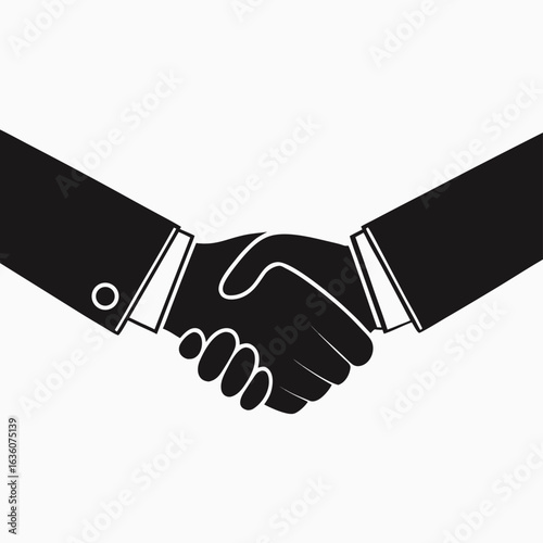 Business partnership and teamwork agreement illustration with two businessmen shaking hands in vector format