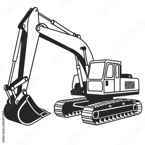 Heavy Excavator Machine Silhouette