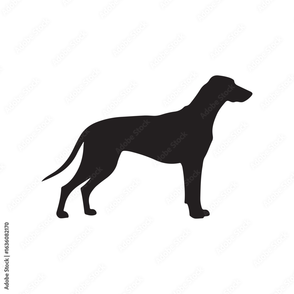 Naklejka premium Thoroughbred Hound Hunting Dog silhouette icon vector flat illustration design on white background