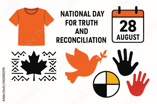 28 August – National Day for Truth and Reconciliation – Canada Symbolic & Healing Icons Vector Set (EPS)