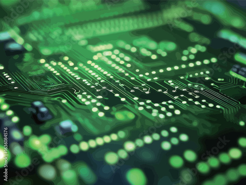 A close up of a green electronic circuit board. The board is full of tiny lights and buttons