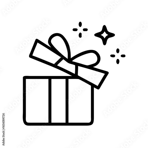Open Surprise Gift Box with Sparkles Icon