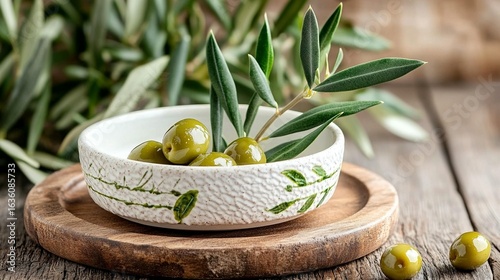 Green Olives in Bowl