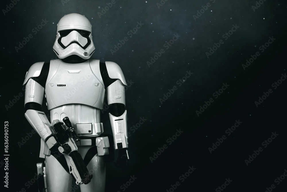 Naklejka premium Star Wars First Order Stormtrooper action figure character from the Star Wars movie saga. Illustrative editorial