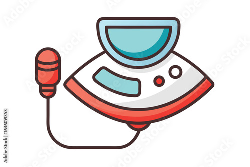 Digital Fetal Doppler Ultrasound Machine with Handheld Probe for Expecting Mothers and Medical Professionals in Color Illustration