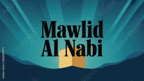 Mawlid al Nabi Poster with Kaaba Illustration and Elegant Calligraphy Design
