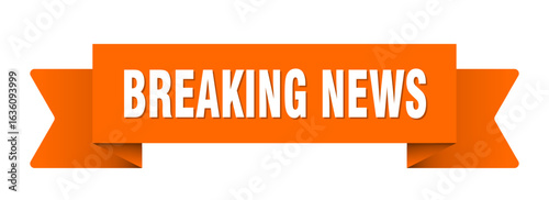 breaking news ribbon isolated on transparent background. breaking news ribbon