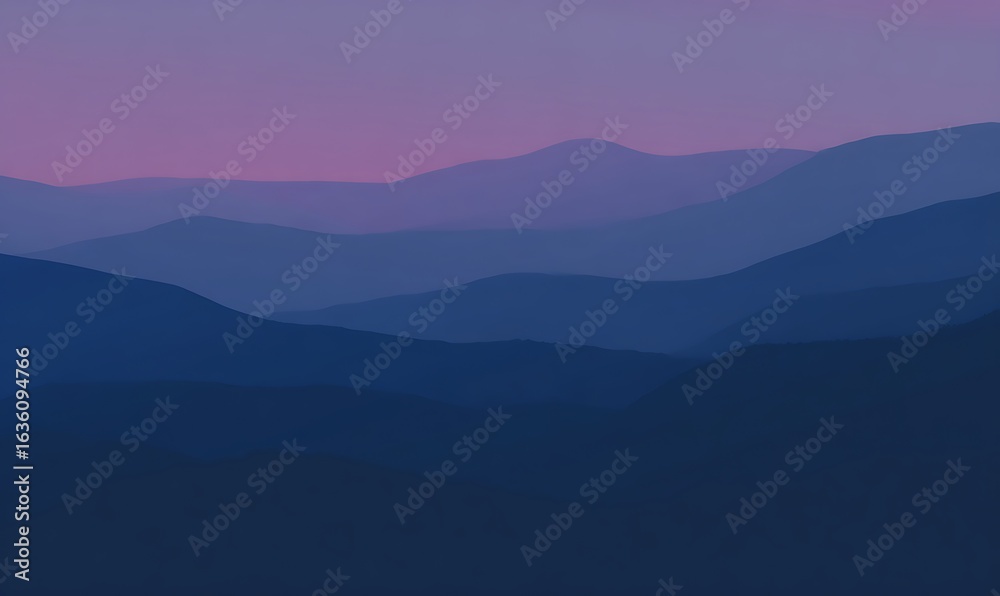 Obraz premium Mountain range silhouette at twilight hour