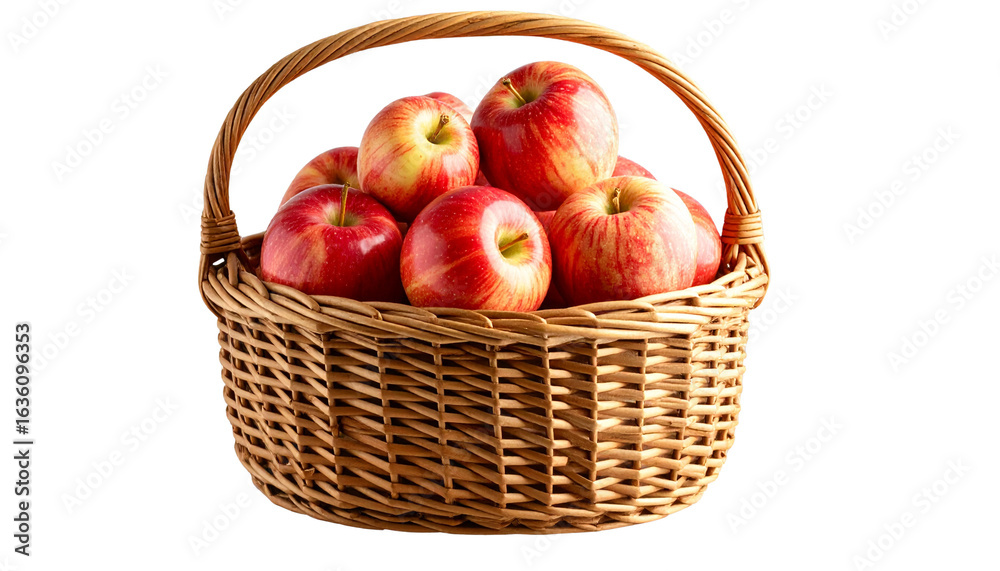 Apples on basket isolated on transparent background. Png Apples on basket isolated on transparent background. Png