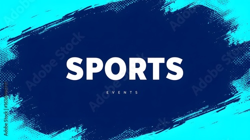 Dynamic Sports Event Flyer – Vibrant Dark Blue Background with Teal Brushstroke Border & Bold White Typography