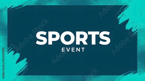 Dynamic Sports Event Flyer – Vibrant Dark Blue Background with Teal Brushstroke Border & Bold White Typography