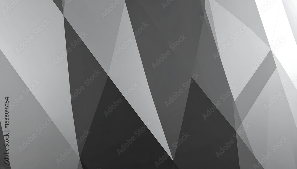 Fototapeta premium Abstract geometric pattern of overlapping triangles in grayscale