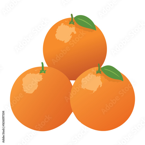 Fresh Orange Fruits in a Small Pyramid Stack - Vector Illustration