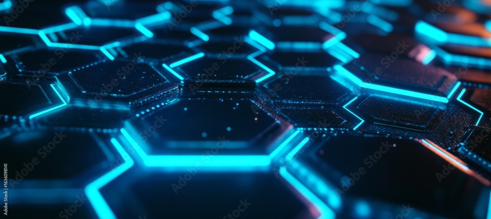 Obraz premium Futuristic Digital Innovation Vibrant Scene of Interconnectivity and Technological Advancements