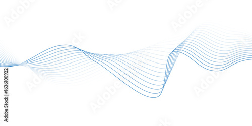 Abstract Blue Wave Line Background with Blend Effect on White for Modern Tech Designs
