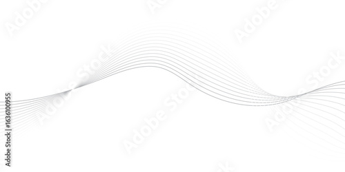 Geometric Abstract Grey Line Waves – Transparent Background Vector for Digital Technology, AI Systems, and UI Elements
