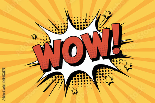 Wow Comic Book Speech Bubble Pop Art Design Element.
