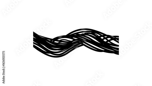 Cables and conductor symbol, black isolated silhouette