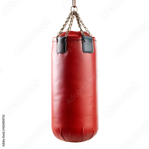 red punching bag isolated on white background
