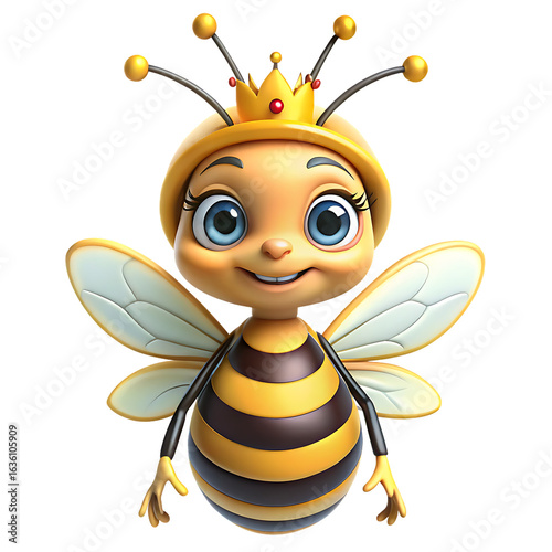 cartoon queen bee isolated on white background