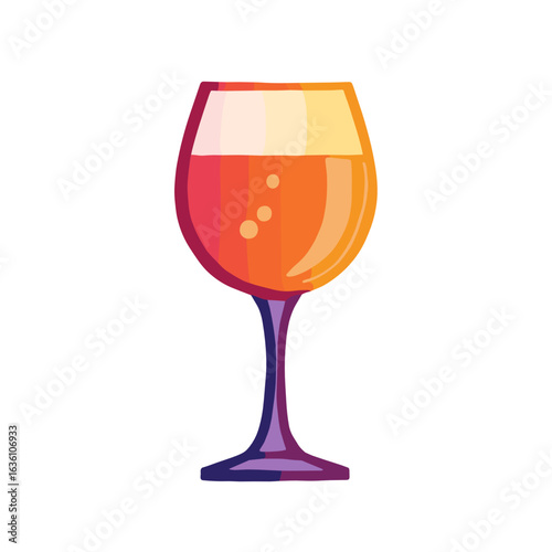 Colorful wine glass filled with sparkling beverage  