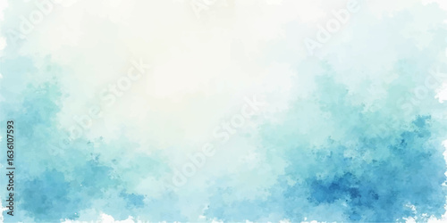 An abstract watercolor sky with bright blue light and blurry clouds