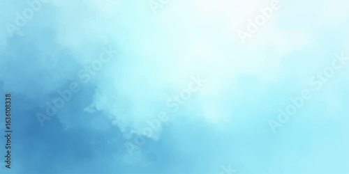 Fluffy white clouds drift across a bright blue sky on a clear summer day